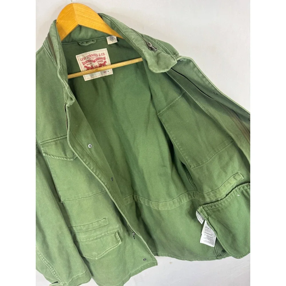 Levis Mens Olive Green Cotton Twill Field Jacket Military Utility Coat Size M